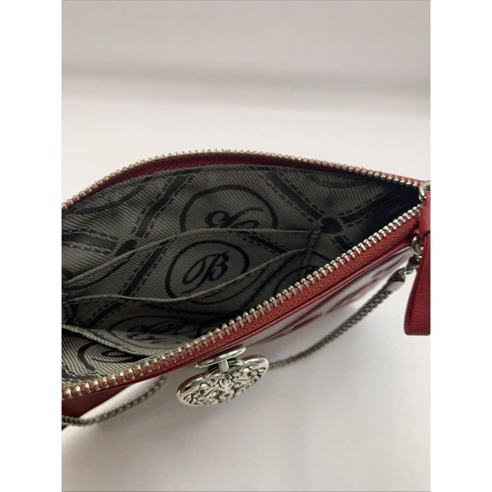 Brighton Ferrara Sangria Leather Wallet Chain Crossbody Bag Embossed Heart NWOT - Picture 8 of 11